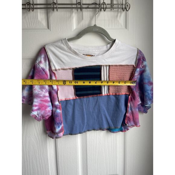 One Of A Kind! Rare Hand-Made Grandmothergoods Brooklyn patchwork Crop Top Tee - Picture 5 of 5